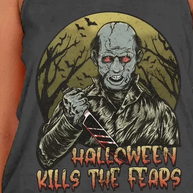 Halloween Kills The Fears Holiday Halloween Night Party Women's Knotted Racerback Tank