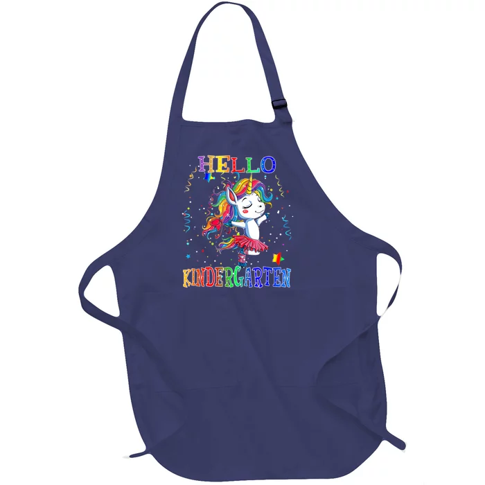 Hello Kindergarten Unicorn Back To School Funny Girl Full-Length Apron With Pocket