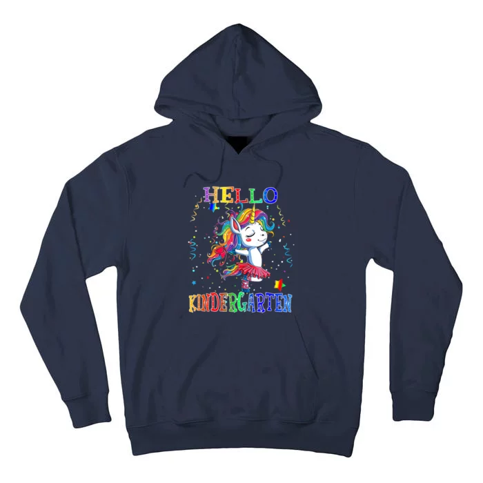 Hello Kindergarten Unicorn Back To School Funny Girl Tall Hoodie