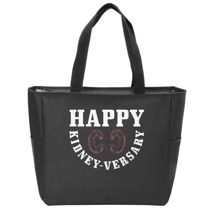 Happy Kidney Versary Pun For A Kidney Recipient Zip Tote Bag