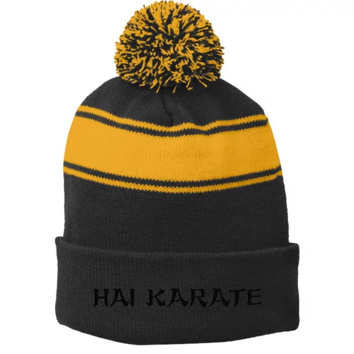 Hai Karate Vertical Logo Stripe Pom Pom Beanie