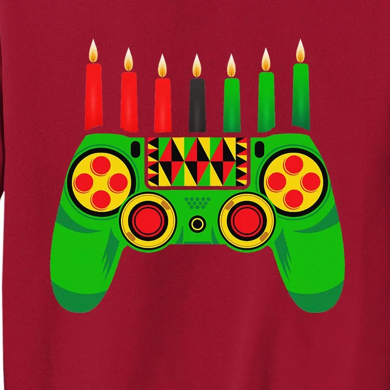 Happy Kwanzaa Video Gamer Kinara Candles African American Tall Sweatshirt