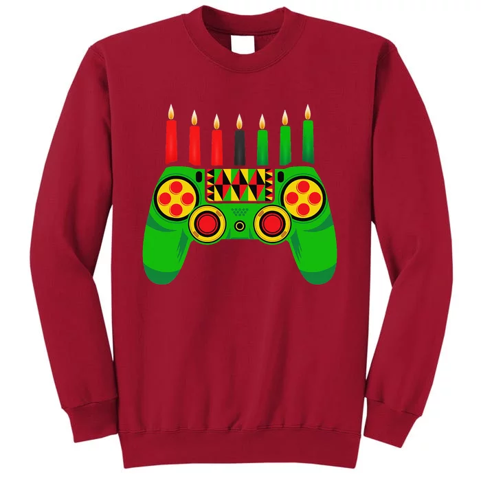 Happy Kwanzaa Video Gamer Kinara Candles African American Tall Sweatshirt