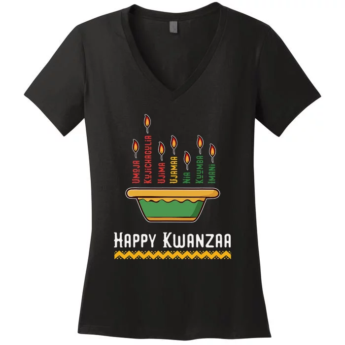 Happy Kwanzaa Kids 7 Principles of Kwanzaa Dec 26 - Jan 1 Women's V-Neck T-Shirt