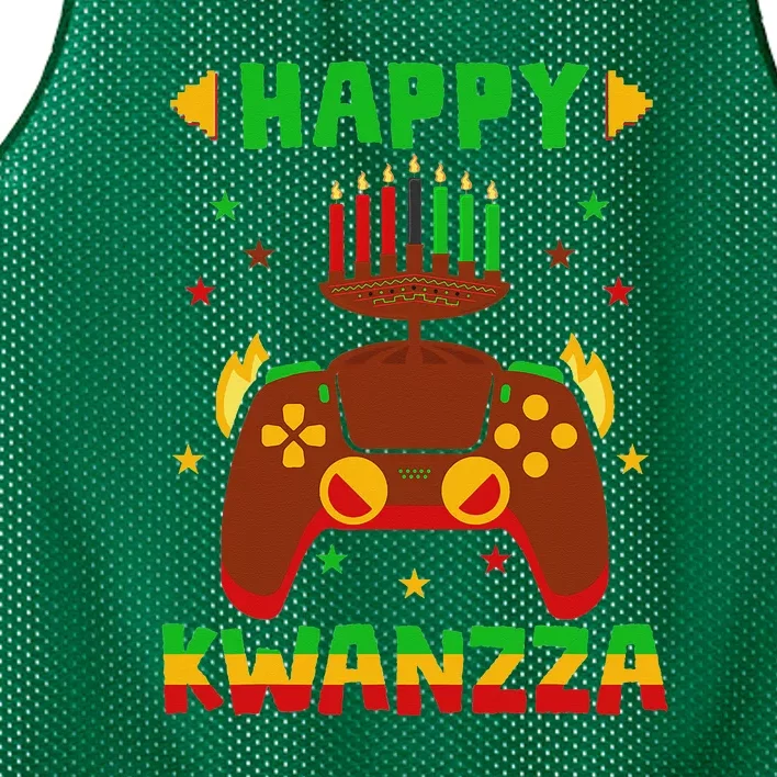 Happy Kwanzaa Video Gamer Kinara Candles African American Mesh Reversible Basketball Jersey Tank