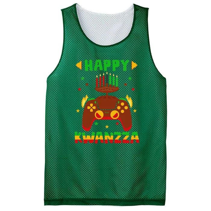 Happy Kwanzaa Video Gamer Kinara Candles African American Mesh Reversible Basketball Jersey Tank