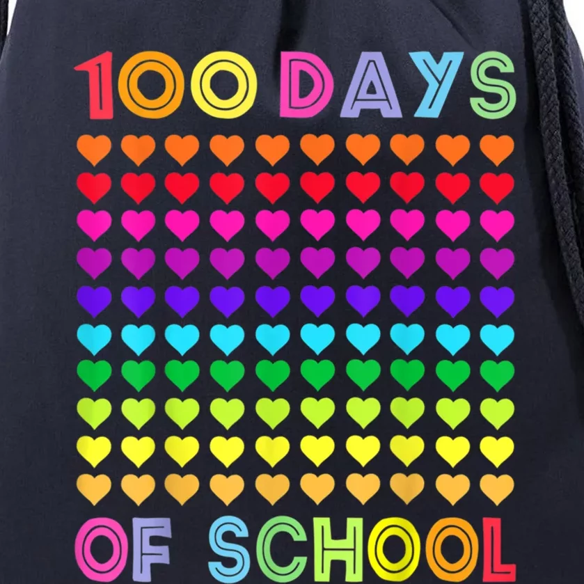 Heart Love 100 Days Of School Rainbow Teacher Gift Cute Gift Drawstring Bag