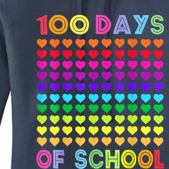 Heart Love 100 Days Of School Rainbow Teacher Gift Cute Gift Women's Pullover Hoodie