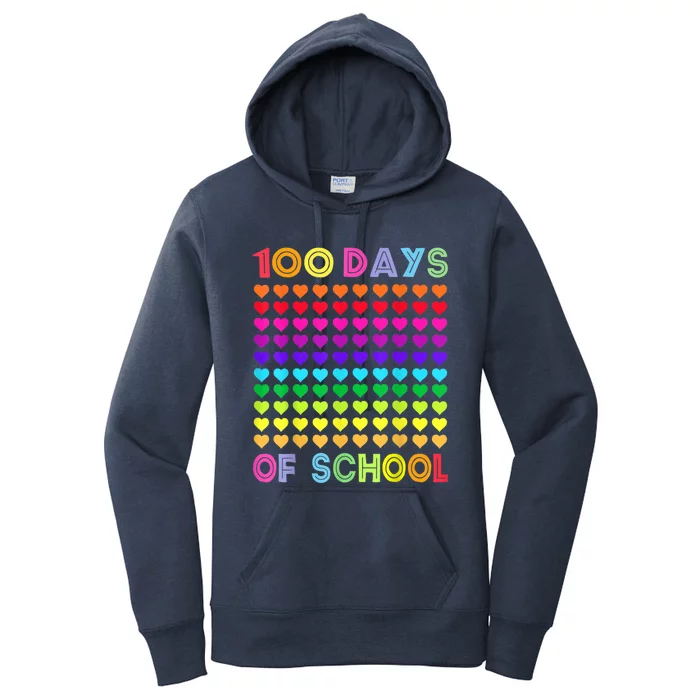 Heart Love 100 Days Of School Rainbow Teacher Gift Cute Gift Women's Pullover Hoodie