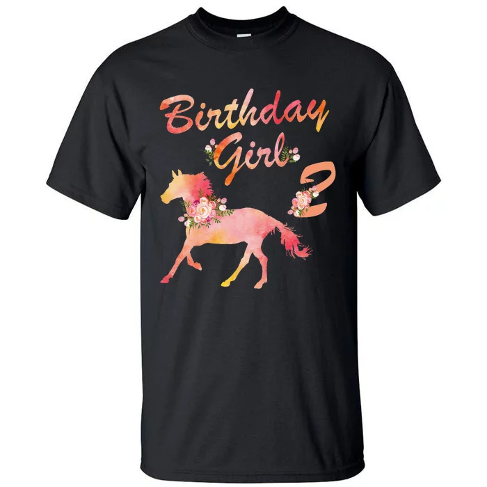 Horse Lover 2nd Birthday For Girl Love Horses 2 Years Old Tall T-Shirt