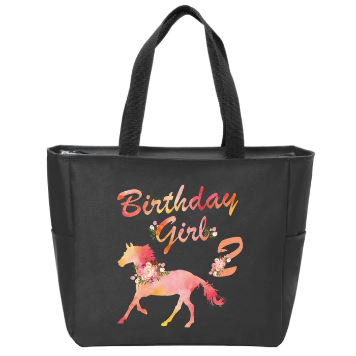 Horse Lover 2nd Birthday For Girl Love Horses 2 Years Old Zip Tote Bag