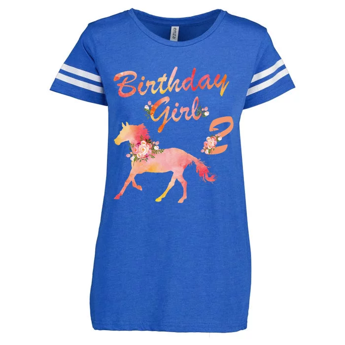 Horse Lover 2nd Birthday For Girl Love Horses 2 Years Old Enza Ladies Jersey Football T-Shirt