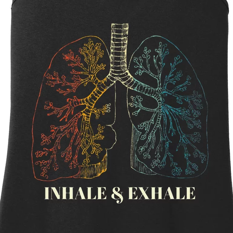 Human Lungs Anatomy Inhale Oxygen And Exhale Carbon Dioxide Ladies Essential Tank