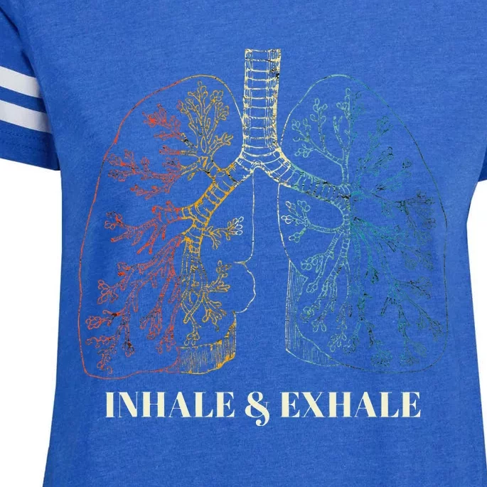 Human Lungs Anatomy Inhale Oxygen And Exhale Carbon Dioxide Enza Ladies Jersey Football T-Shirt