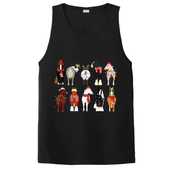 Horse Lover Animal Christmas Farm Animals Funny Performance Tank