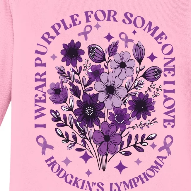 Hodgkin‘S Lymphoma Awareness Wildflower I Wear Purple For Hodgkin‘S Baby Long Sleeve Bodysuit