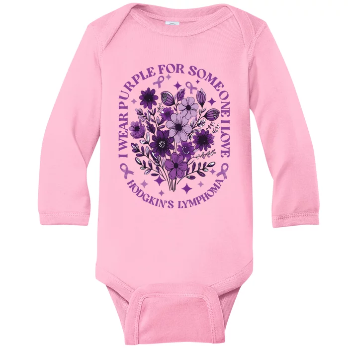 Hodgkin‘S Lymphoma Awareness Wildflower I Wear Purple For Hodgkin‘S Baby Long Sleeve Bodysuit