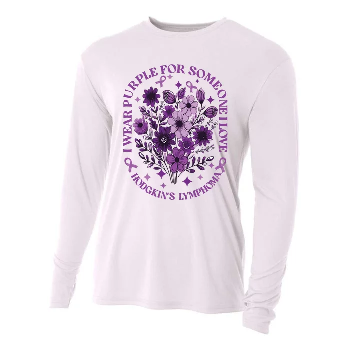 Hodgkin‘S Lymphoma Awareness Wildflower I Wear Purple For Hodgkin‘S Cooling Performance Long Sleeve Crew