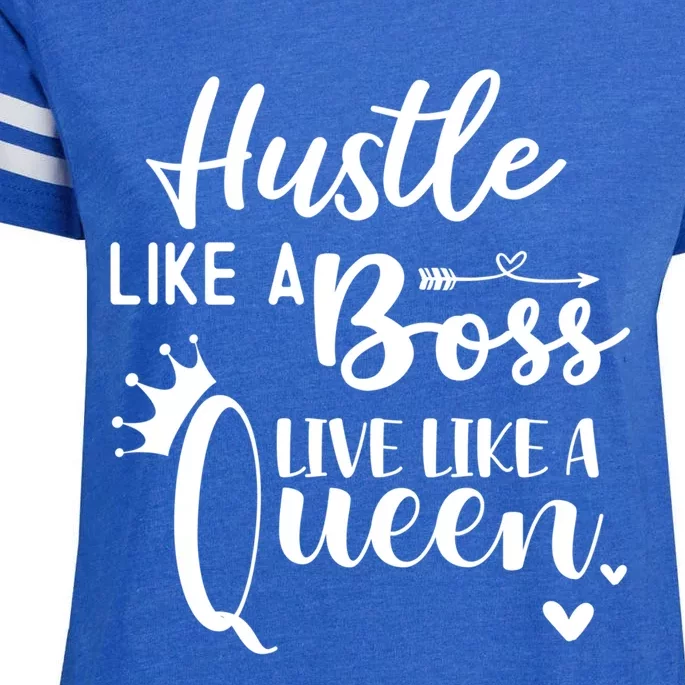 Hustle Like A Boss Live Like A Queen Gift Wife Mom Boss Cool Gift Enza Ladies Jersey Football T-Shirt