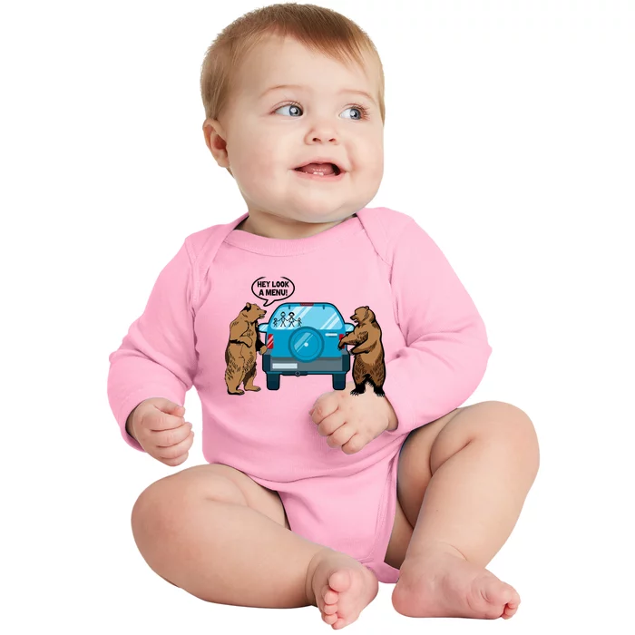 Hey Look Au Funny Camping Camper Hiking Bear Outdoor Baby Long Sleeve Bodysuit