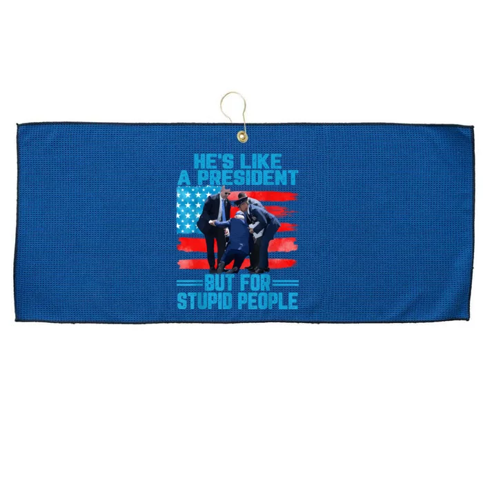 Hes Like A President But For Stupid People Biden Falling Large Microfiber Waffle Golf Towel