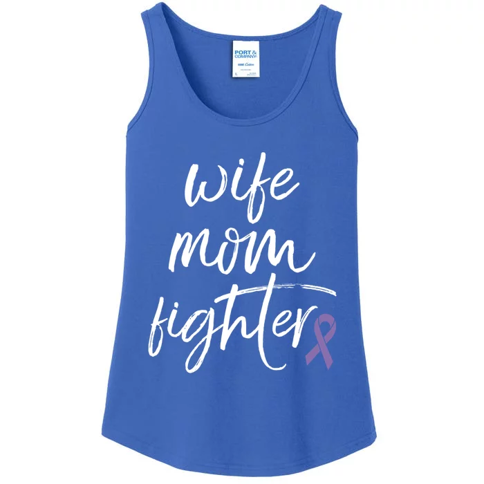 Hodgkin Lymphoma Awareness Purple Ribbon Wife Mom Fighter Gift Ladies Essential Tank