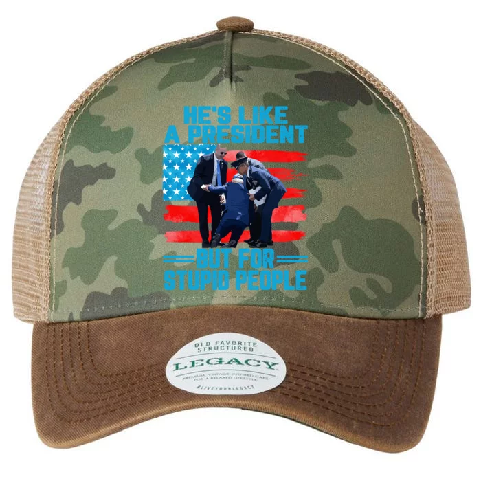 Hes Like A President But For Stupid People Biden Falling Legacy Tie Dye Trucker Hat