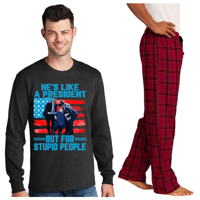 Hes Like A President But For Stupid People Biden Falling Long Sleeve Pajama Set