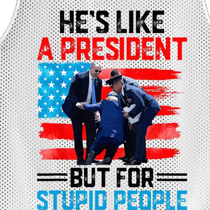 He's Like A President But For Stupid People Biden Falling Mesh Reversible Basketball Jersey Tank