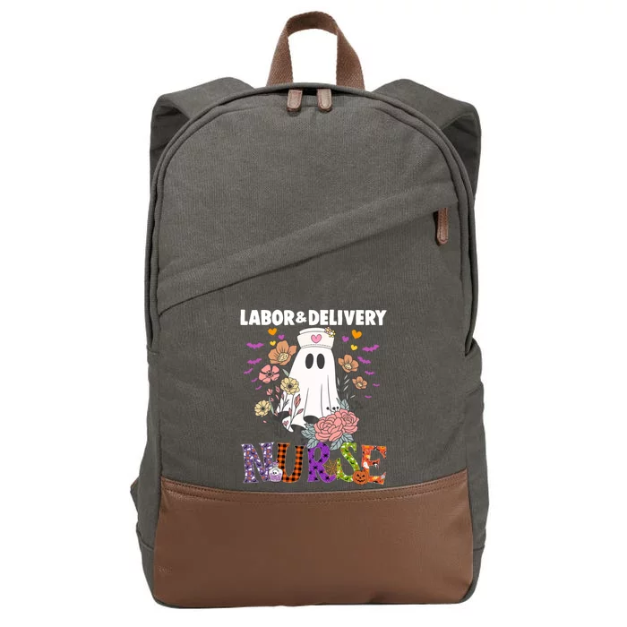 Halloween Labor And Delivery L And D Nurse Ghost Pumpkins Fall Gift Cotton Canvas Backpack