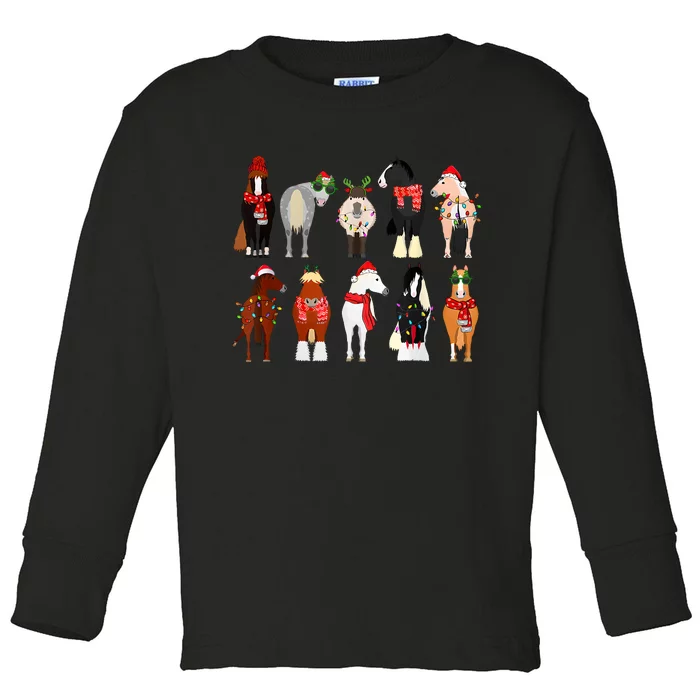 Horse Lover Animal Christmas Farm Animals Funny Horse Farmer Toddler Long Sleeve Shirt