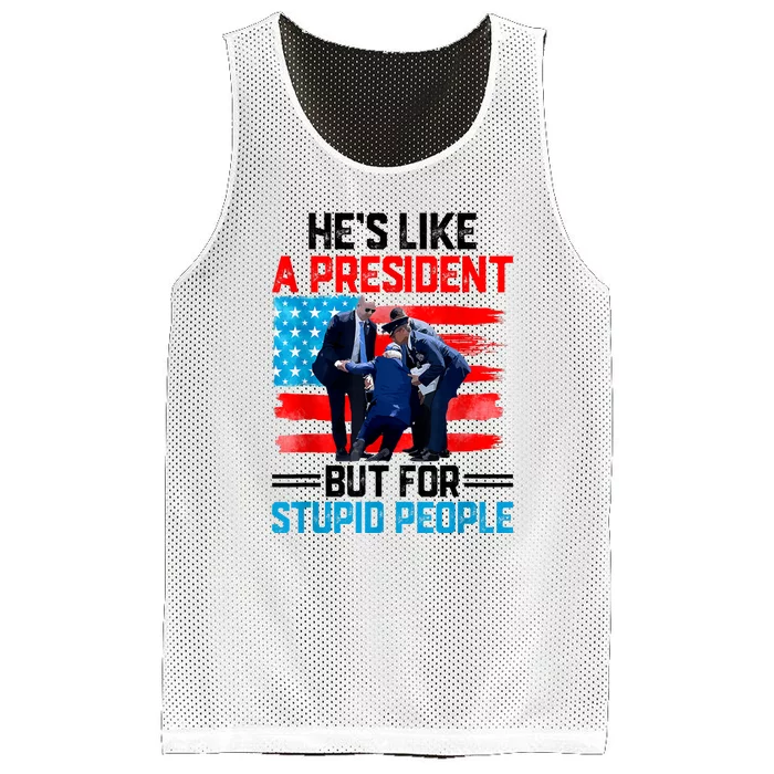 Hes Like A President But For Stupid People Biden Falling Mesh Reversible Basketball Jersey Tank