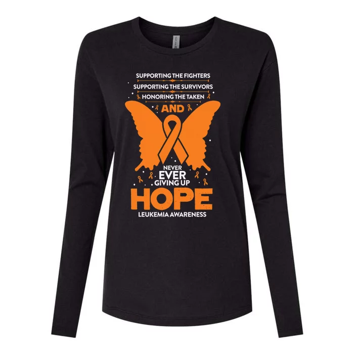 Hope Leukemia Awareness Butterfly Cancer Fighter Survivor Womens Cotton Relaxed Long Sleeve T-Shirt