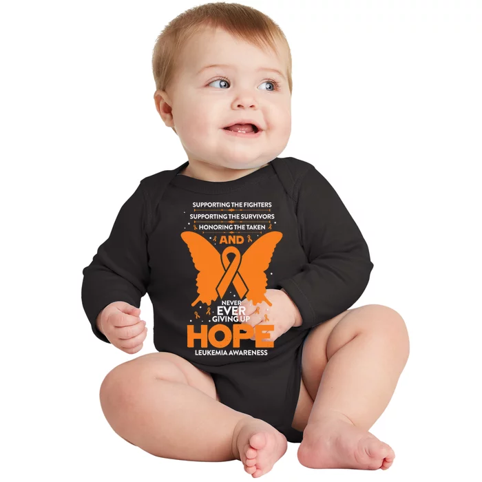 Hope Leukemia Awareness Butterfly Cancer Fighter Survivor Baby Long Sleeve Bodysuit