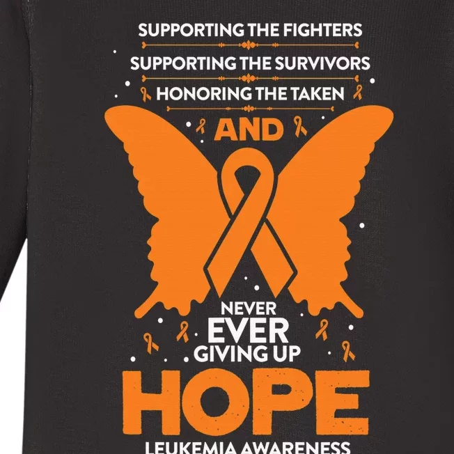 Hope Leukemia Awareness Butterfly Cancer Fighter Survivor Baby Long Sleeve Bodysuit