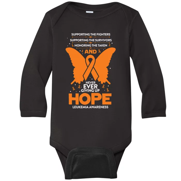 Hope Leukemia Awareness Butterfly Cancer Fighter Survivor Baby Long Sleeve Bodysuit