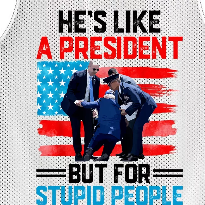 Hes Like A President But For Stupid People Biden Falling Mesh Reversible Basketball Jersey Tank