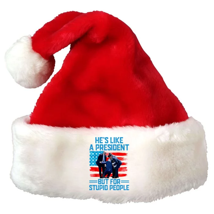 Hes Like A President But For Stupid People Biden Falling Premium Christmas Santa Hat