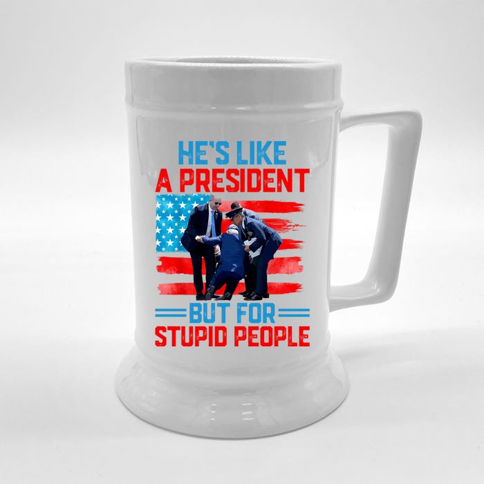 Hes Like A President But For Stupid People Biden Falling Front & Back Beer Stein