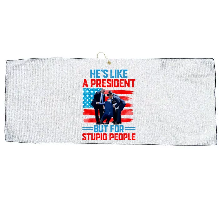 Hes Like A President But For Stupid People Biden Falling Large Microfiber Waffle Golf Towel