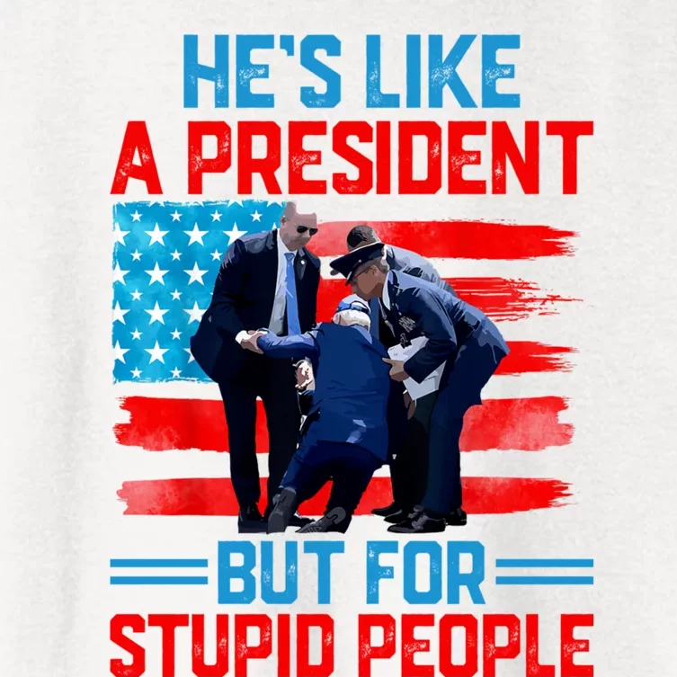 Hes Like A President But For Stupid People Biden Falling Women's Crop Top Tee