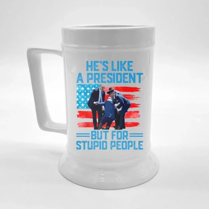 Hes Like A President But For Stupid People Biden Falling Front & Back Beer Stein