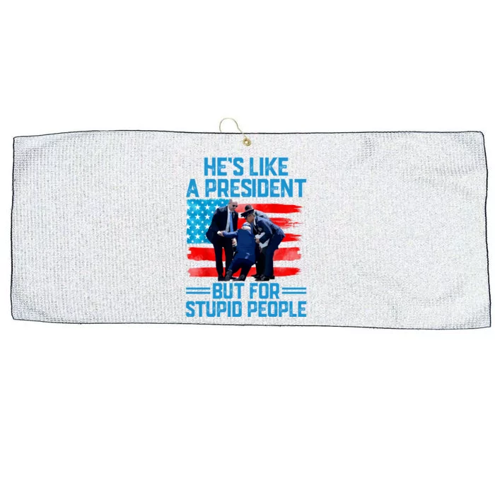 Hes Like A President But For Stupid People Biden Falling Large Microfiber Waffle Golf Towel