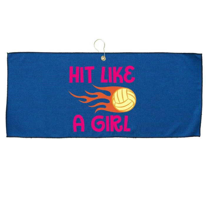 Hits Like A Girl Sport Mom Volleyball Lover Team Sport Large Microfiber Waffle Golf Towel