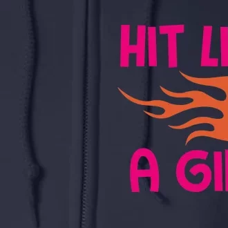 Hits Like A Girl Sport Mom Volleyball Lover Team Sport Full Zip Hoodie