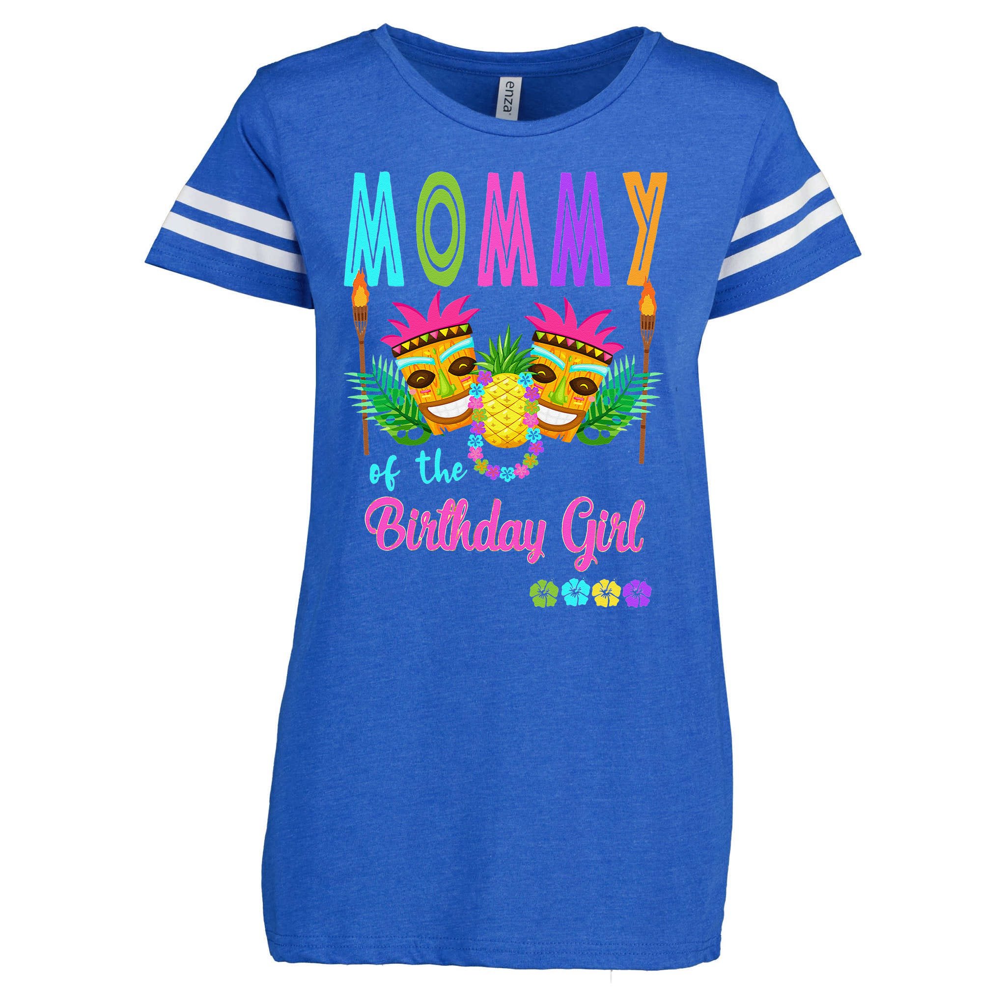 Hawaiian Luau Birthday Party Matching Tiki Outfit Summer Enza Ladies Jersey  Football T-Shirt | TeeShirtPalace