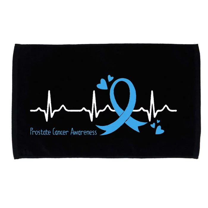 Heartbeat Light Blue Ribbon Prostate Cancer Awareness Microfiber Hand Towel