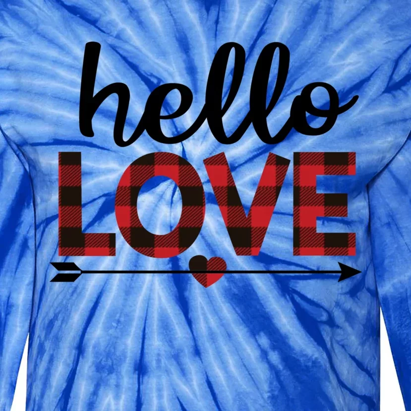 Hello Love Buffalo Plaid Valentines Day Meaningful Gift Tie-Dye Long Sleeve Shirt