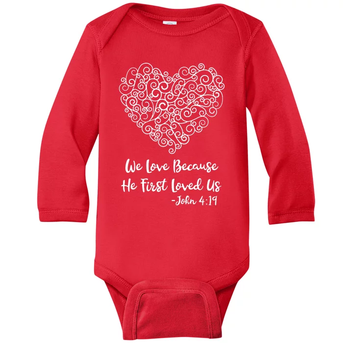 Heart Love Bible Verse John 419 Baby Long Sleeve Bodysuit