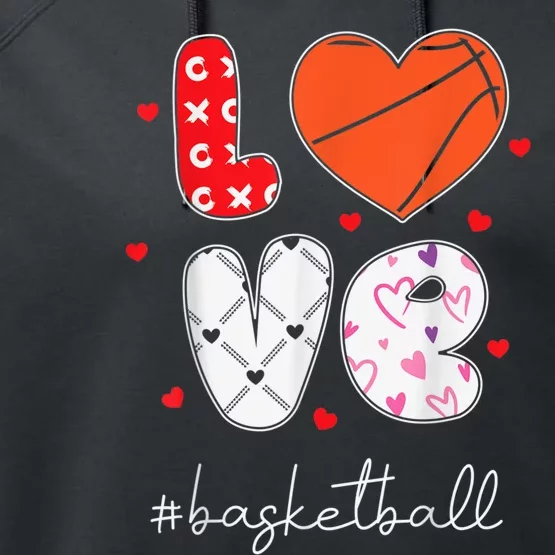 Hearts Love Basketball Sport Xoxo Valentine Day Funny Cute Performance Fleece Hoodie